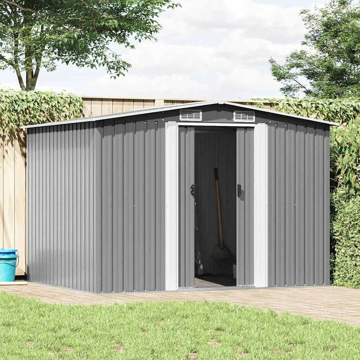 Gerätehaus cm42907 Gecheer, Metall Geräteschuppen Wetterfester Außen Gartenhaus für Garten Außenbereich