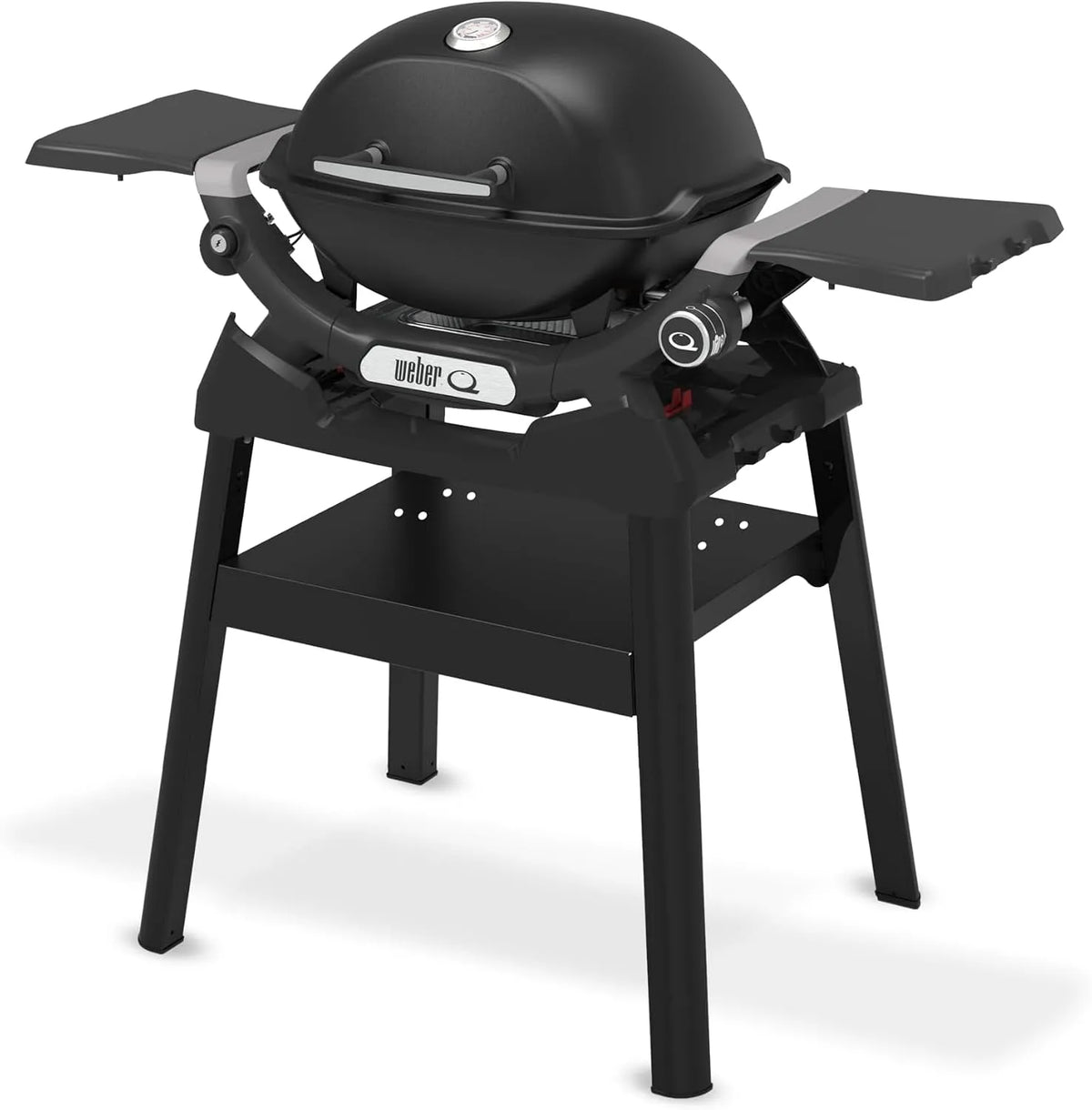 Gasgrill 1200N Weber Q, mit Seitentischen & kompakten Stand, Grill für Terrassen und Balkone mit Hochleistungsbrennern, Mitternachtsschwarz