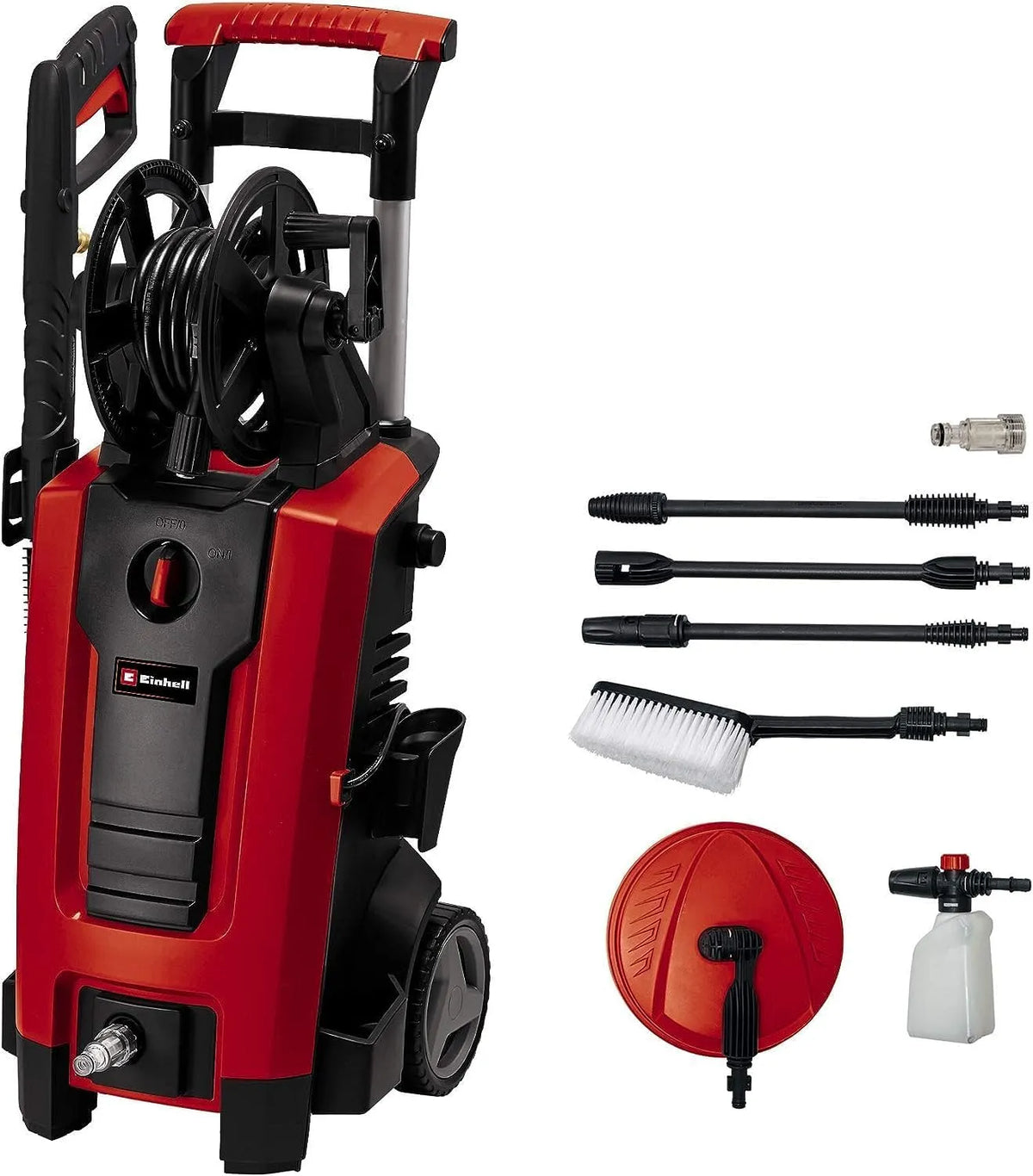 Einhell HP Hochdruckreiniger TE-HP 140, inklusive. Hochdruckschlauch, Lanze, Bürste, max. 140 bar, modulares Quick-Couple-System, Pistole, div. Düsen