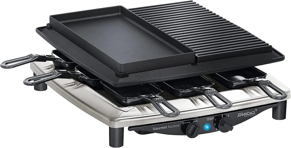 Grill, Steba RC 4 plus deluxe Raclette, Heißer Stein 1.5 kW Edelstahl, in Schwarz