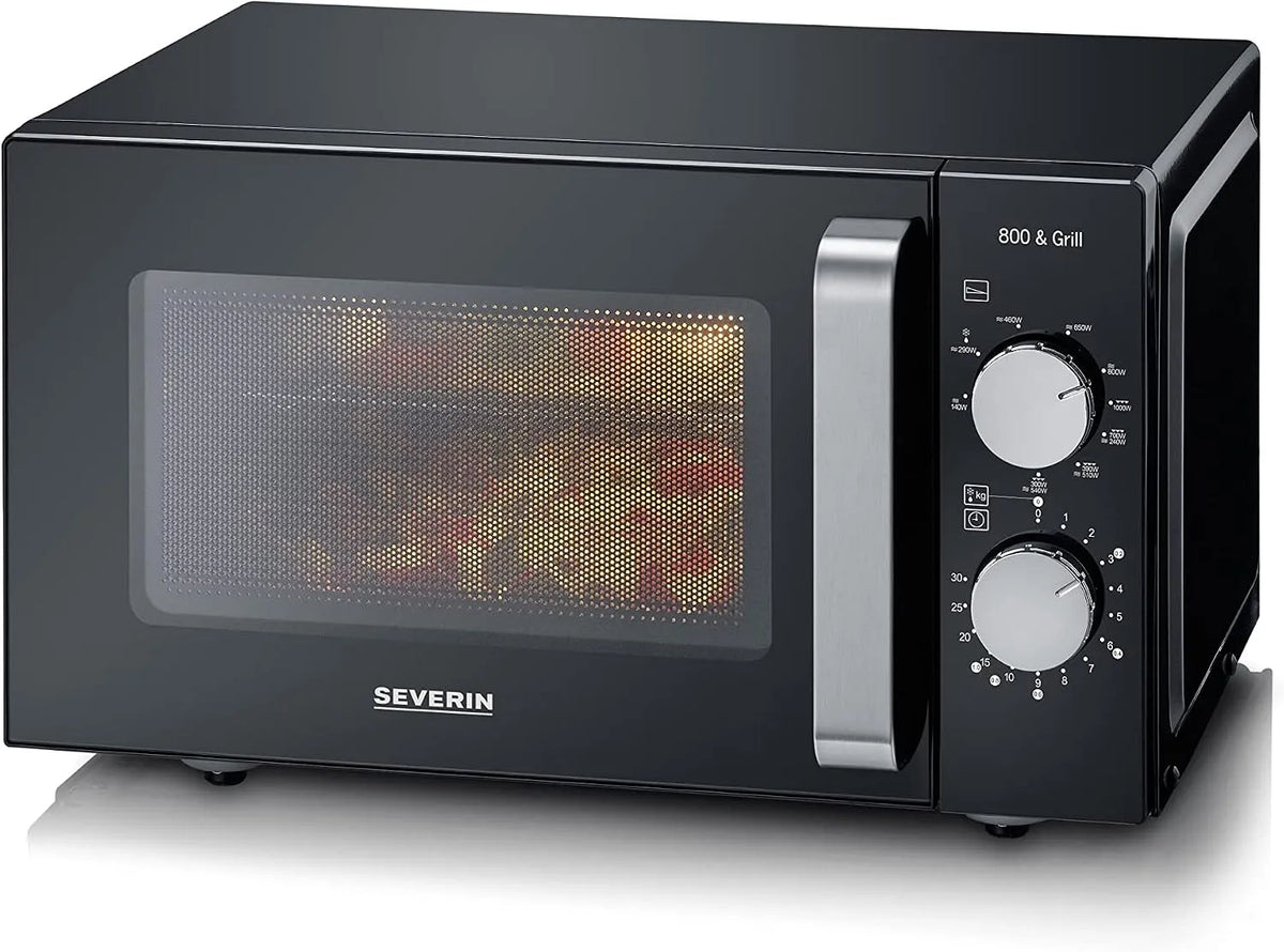 Severin Mikrowelle MW 7762, 2-in-1 mit Grill, Nutzung auf 2 Ebenen, Fassungsvermögen 20L, leichte Reinigung, Mikrowellengerät, in Schwarz