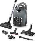 Bosch Staubsauger BGL75XPRQ, Leistung 750 W, Hygiene-Filter, Hartbodendüse, XXL-Fugendüse, Made in Germany, Farbe Grau, mit Beutel Serie 8, leise