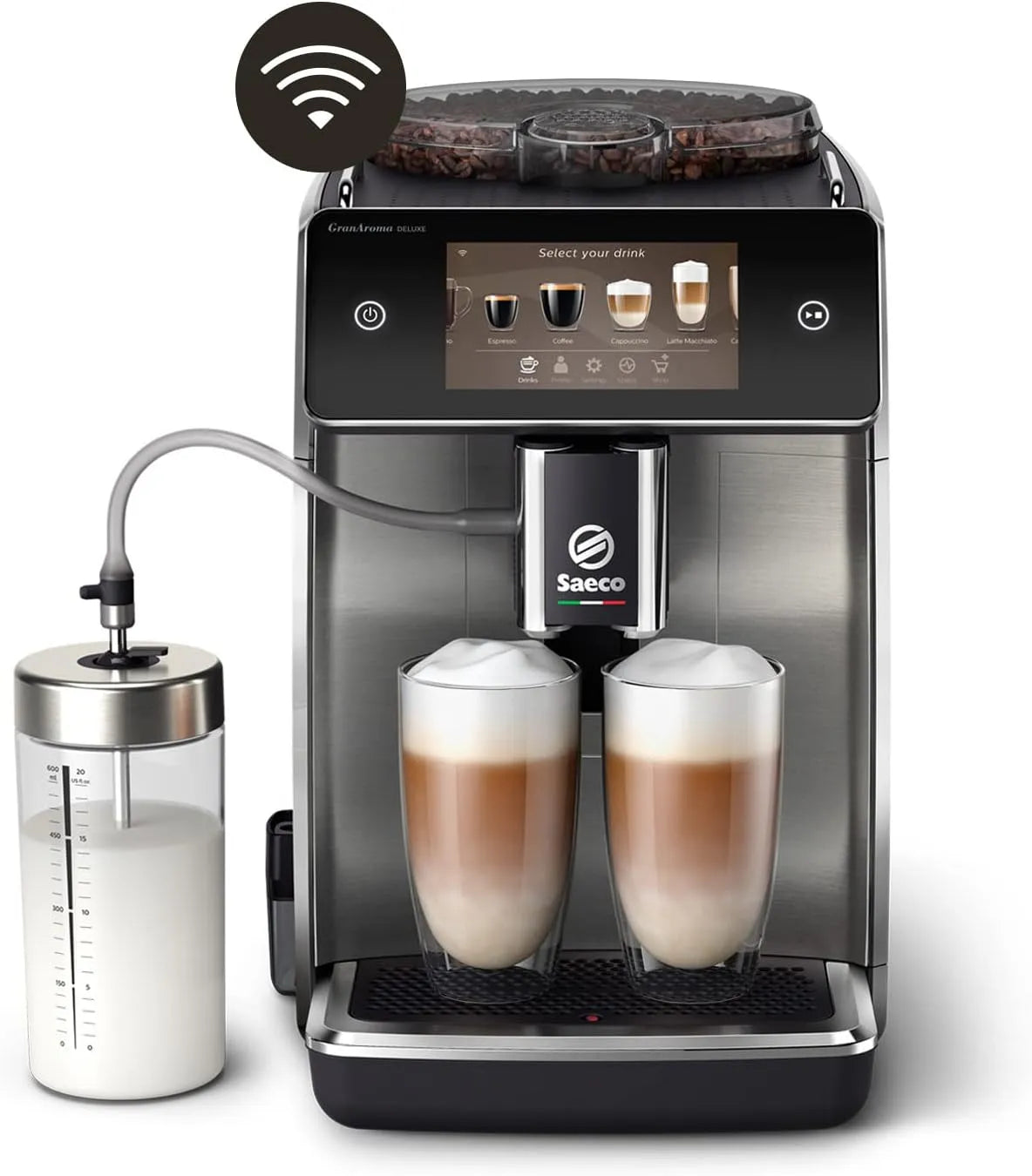 Saeco Kaffeevollautomat SM6685/00, 6 Benutzerprofile, WLAN-Konnektivität, Keramikmahlwerk, 18 Kaffeespezialitäten, GranAroma Deluxe