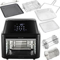 Backofen, 8 Betriebsprogramme, Mini Ofen, Pizza, Fassungsvermögen 16 l, Rosenstein & Söhne Minibackofen: Digitale XXXL-Heißluft-Fritteuse & Umluft