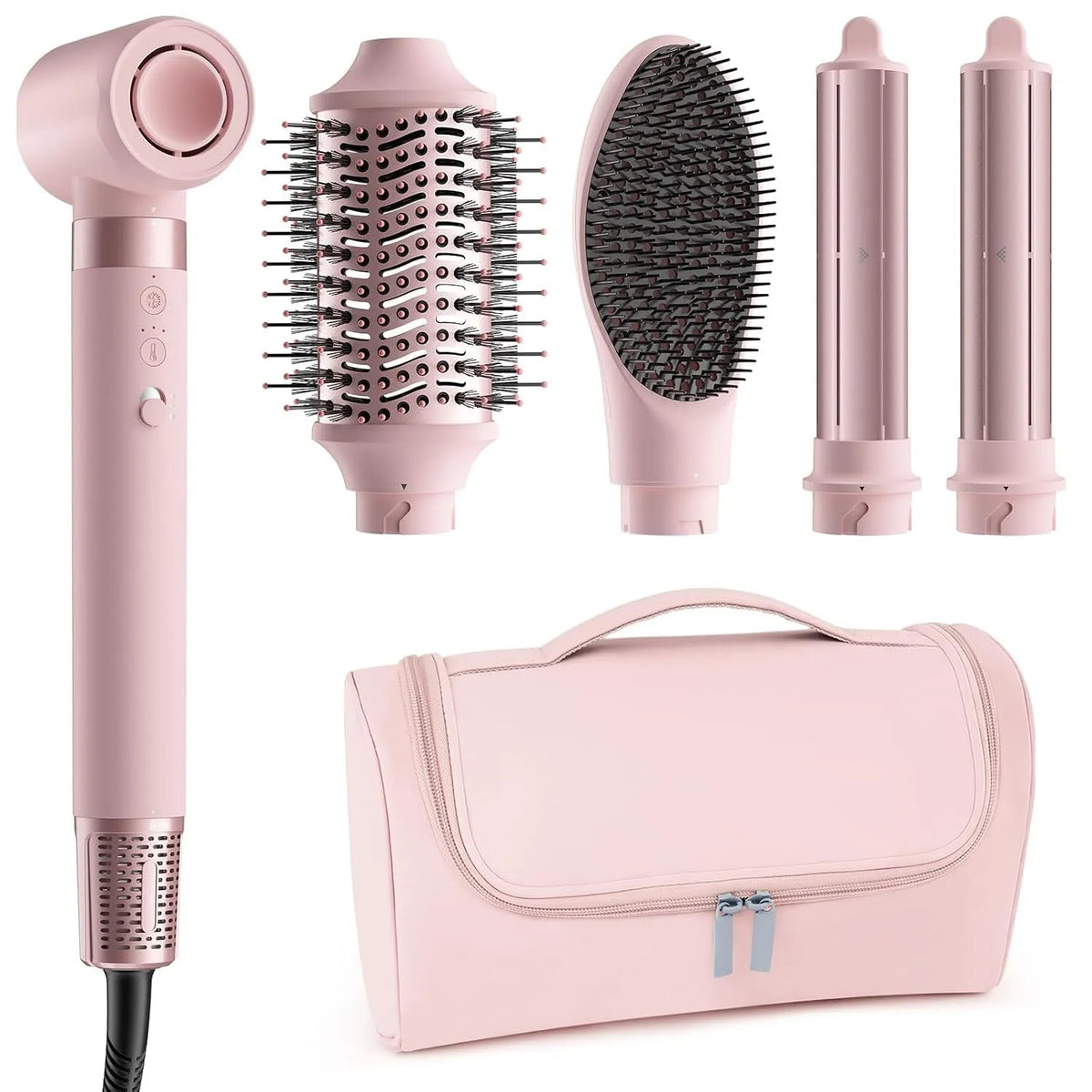 MESCOMB 5 in 1 Airstyler, Professioneller Hairstyler Set mit Ionen Föhn, Auto-Wrap Lockenstab, Volumenbürste, Glätteisen, Zum Schnelltrocknend