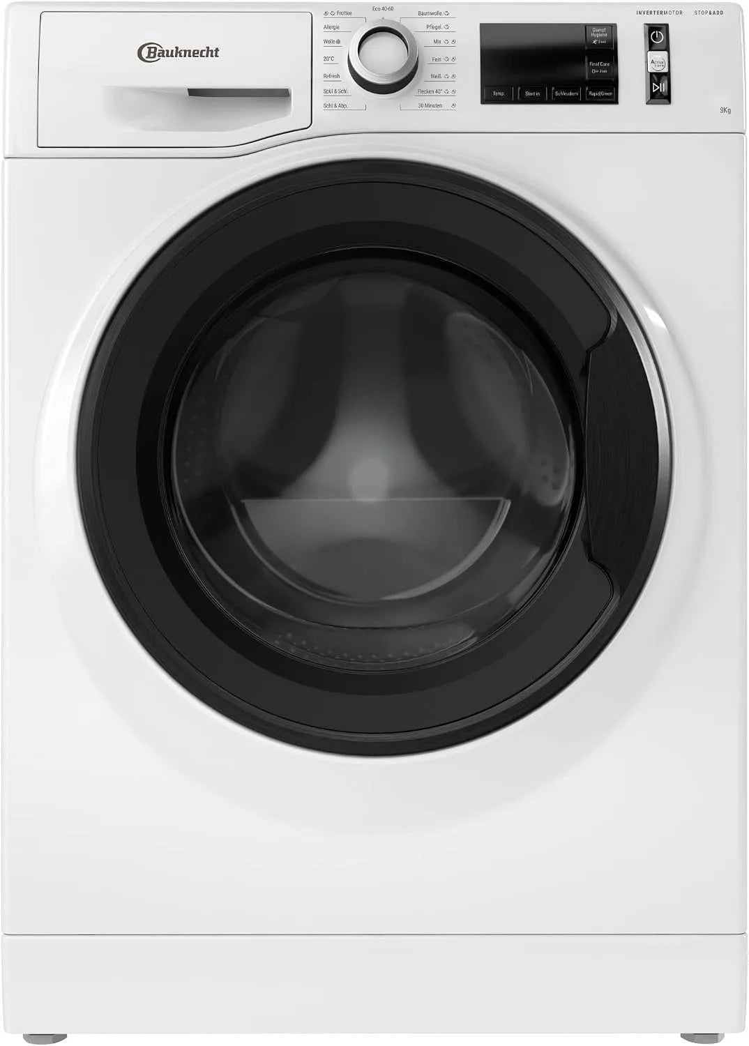Bauknecht Waschmaschine, W Active 9A Frontbeladung, Gewicht 9kg, Dampf Programme, Wolle-Programm, Stopp&Add Funktion, EEK A, Active Care, Weiß