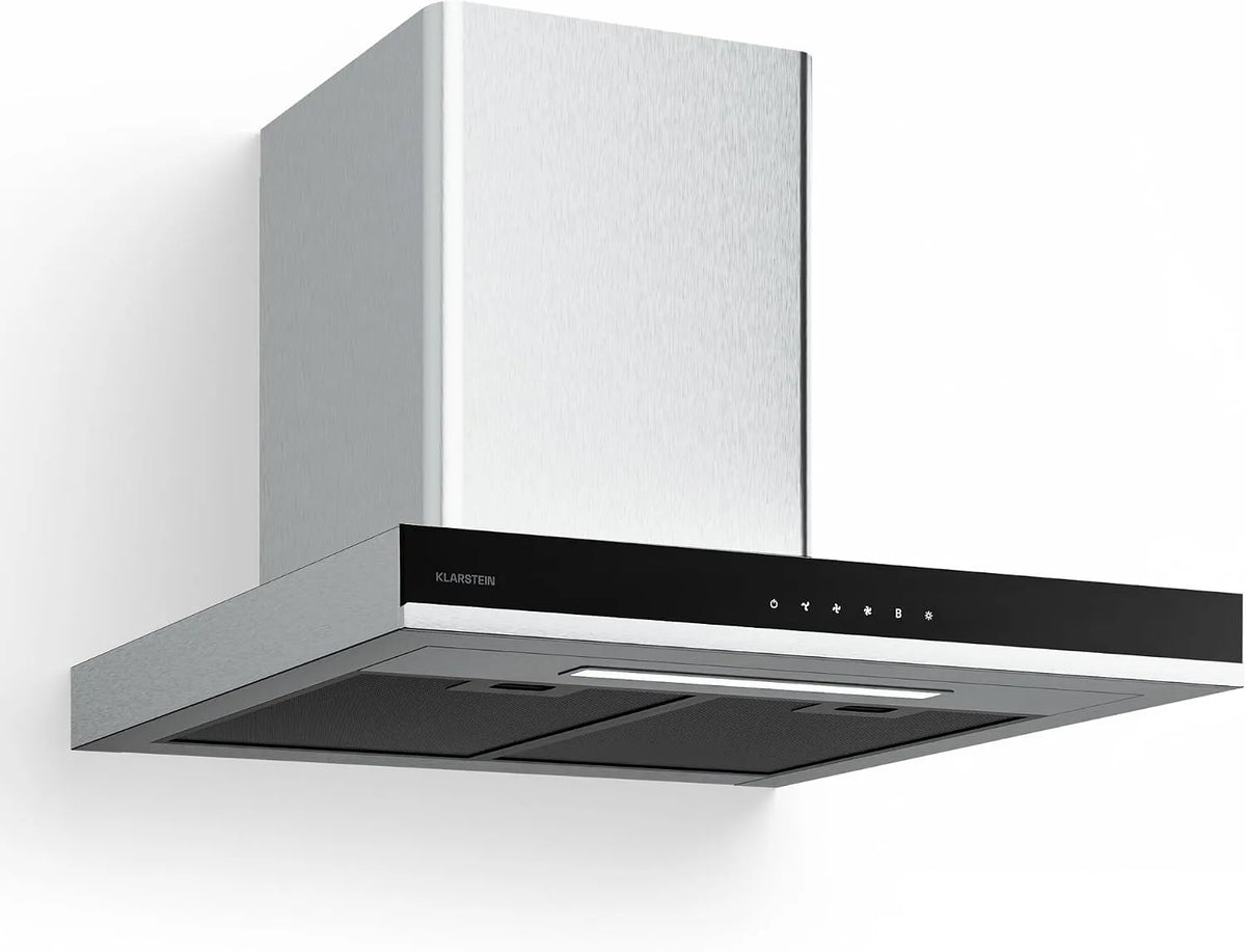 Klarstein Dunstabzugshaube, Verosteel 60cm, 881,6 m³/h, spülmaschinenfester Filter, A++ Energieeffizienz, Touch-Bedienung, LED-Beleuchtung, leise