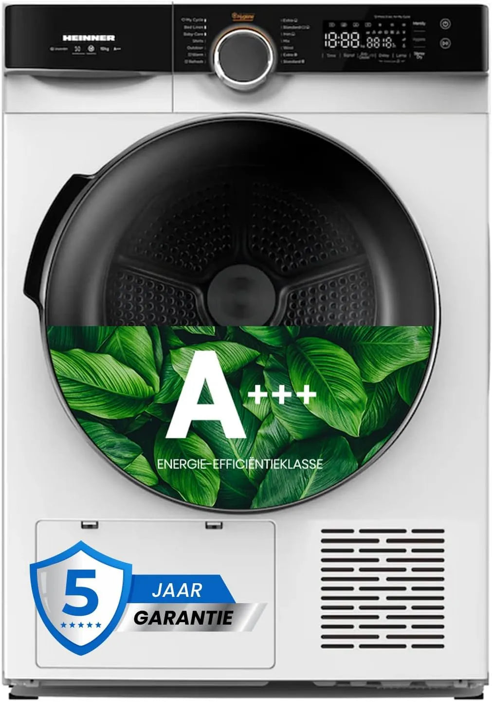 Wärmepumpentrockner HHPD-M10K3A+++, Gewicht 10 kg, 15 Betriebsprogramme, 5 Jahre, Energieeffizienzklasse D, LED-Display, Sensor-Trocknung, Weiß