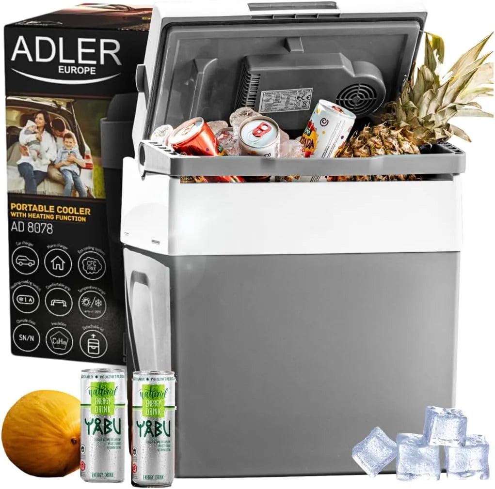 Kühlbox AD 8078 K, 2-in-1 Kühl- & Wärmefunktion, Spannung 12V, Fassungsvermögen 28L, Energiesparmodus, Ideal für Reisen und Camping, 26 dB