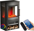 Elektrokamin INMOZATA, Einstellbarer Thermostat, mit Heizung 900/1800W Panorama-Sichtfenster Elektrischer Kamin mit 7 Flammenfarben