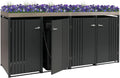 Modell 4er-Mülltonnenverkleidung HWC-O67 Mendler, Metall 125x260x84cm 95kg, Mülltonnenbox mit Pflanzkasten, anthrazit