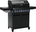 Gasgrill, TAINO PLATINUM YAMARA DARK 4+2 Stahl 4 Brenner Keramik Sear-Burner Keramik Backburner Piezo-Zündung Grillrost Gusseisen