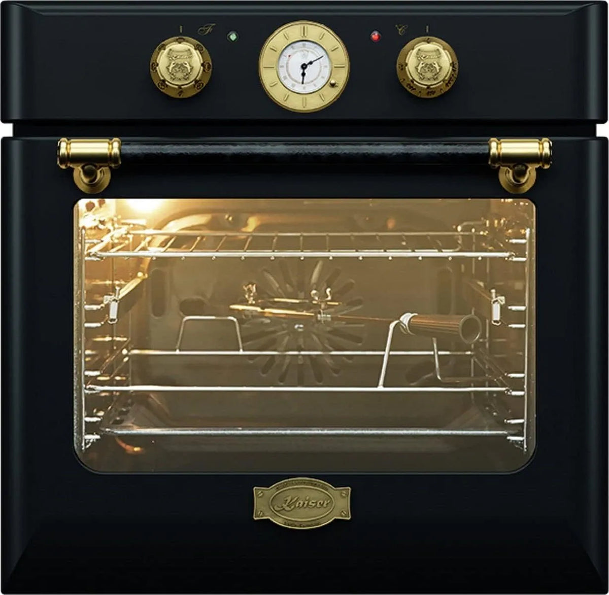 Backofen EH 6432 BE, Fassungsvermögen 68 L, 10 Funktionen, Kaiser Einbaubackofen Eco, Retro Einbau Elektro, Autark, Drehspieß, Pizzafunktion