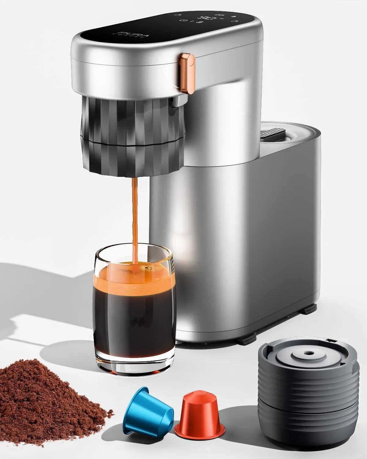 Kaffeemaschine, Mini Reisekaffeemaschine to go für Camping, 2 in 1 klein Sofort heiß&20 Bar, Büro, Indoor