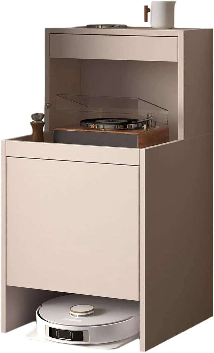Vakuumschrank Holz-Finish Kehrroboter-Aufbewahrungsschrank Einfacher Wasserwechsel Aufbewahrungs-Beistell für Wohnzimmer Schlafzimmer Smart Robot