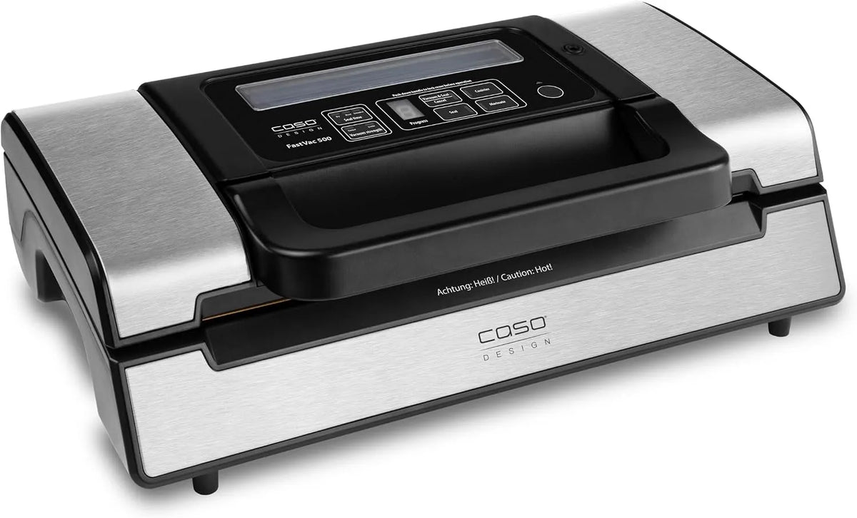 Caso FastVac 500 Gewerbevakuumierer, doppelte Kolbenpumpe 20 Liter, inklusive. 2 gratis Folienrollen, Testurteil Sehr Gut, Vakuumiergerät, Min.