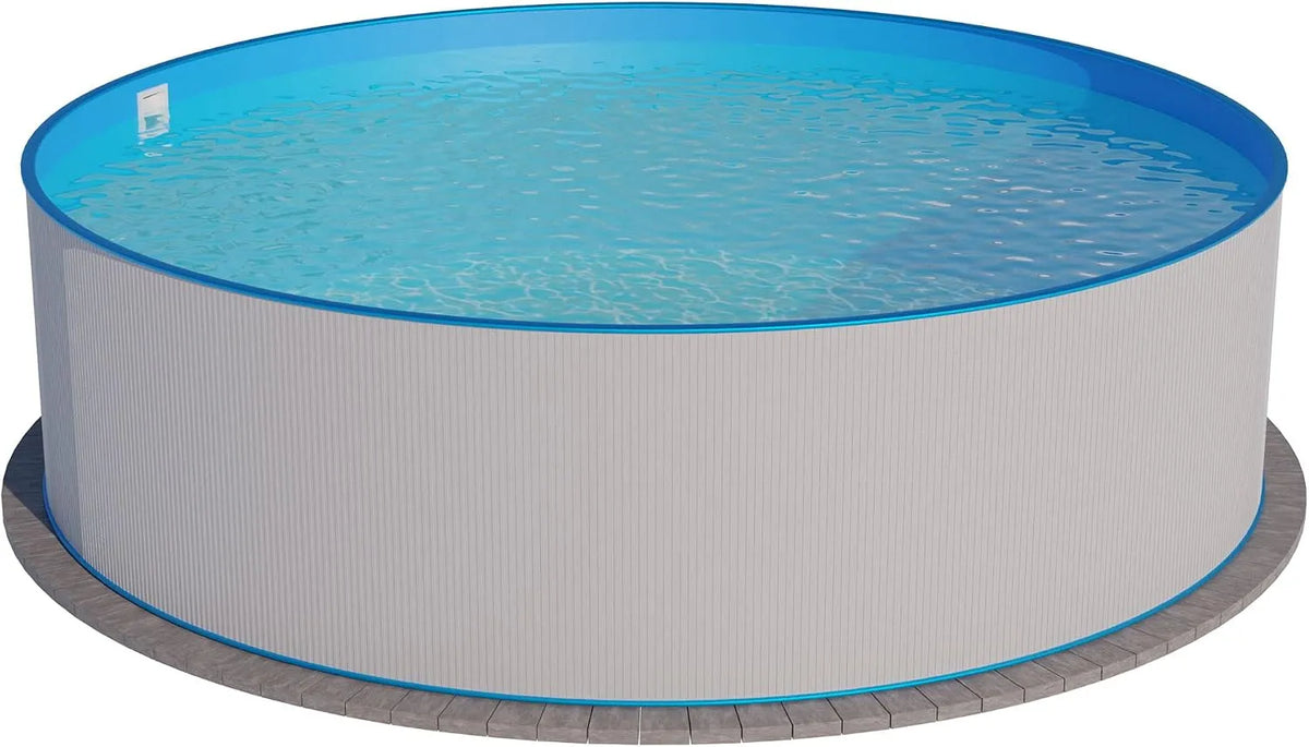 Pool, Stahlwandpool rund Größe wählbar, Stahl 0,4mm weiß, 120cm tief, Maße 450x120, Einhängebiese