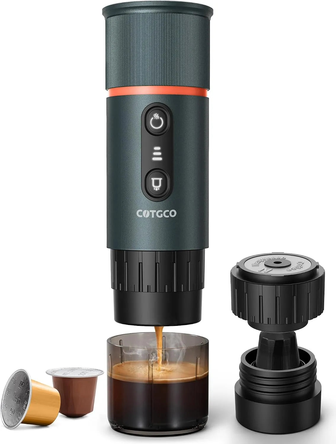 Kaffeemaschine tragbar, Erhitzt 40 ml Kaffee in 3 Minuten, akkubetrieben für Reise, Espressomaschine für Auto, Kaffee Genießen Outdoor, Blau
