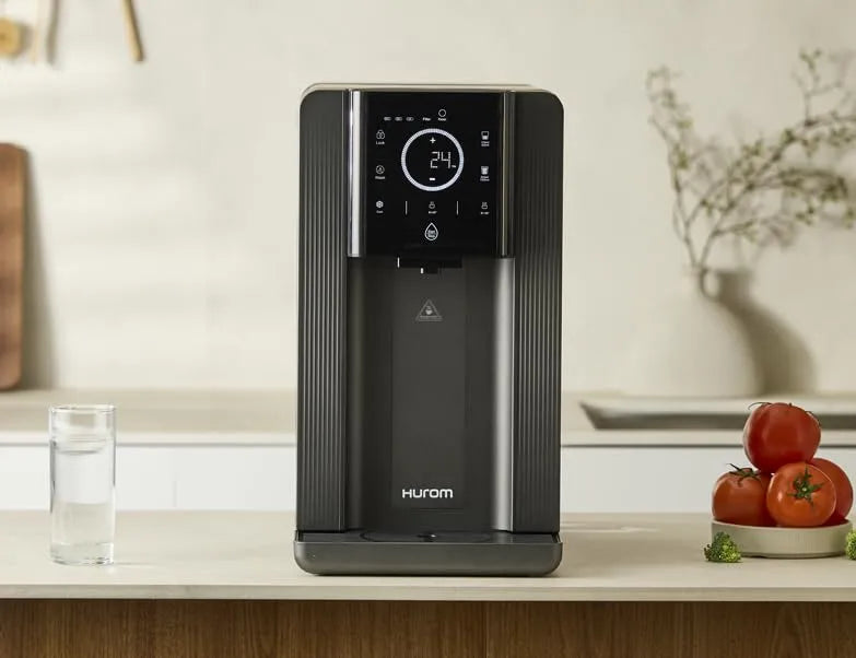 Modell 3-Stufen-Filtersystem Hurom Wasserreiniger, Fassungsvermögen 8,5L Großtank, 1°C präzise Temperaturkontrolle, All-in-One, Kalt, PAC, CF