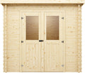 Gerätehaus Holz, Mini 1 B, Wandstärke 28 mm, BxTxH: 230 x 127,5 x 204,4 cm, Blockbohlenbauweise, Naturbelassen, Pultdach, Ohne Fußboden