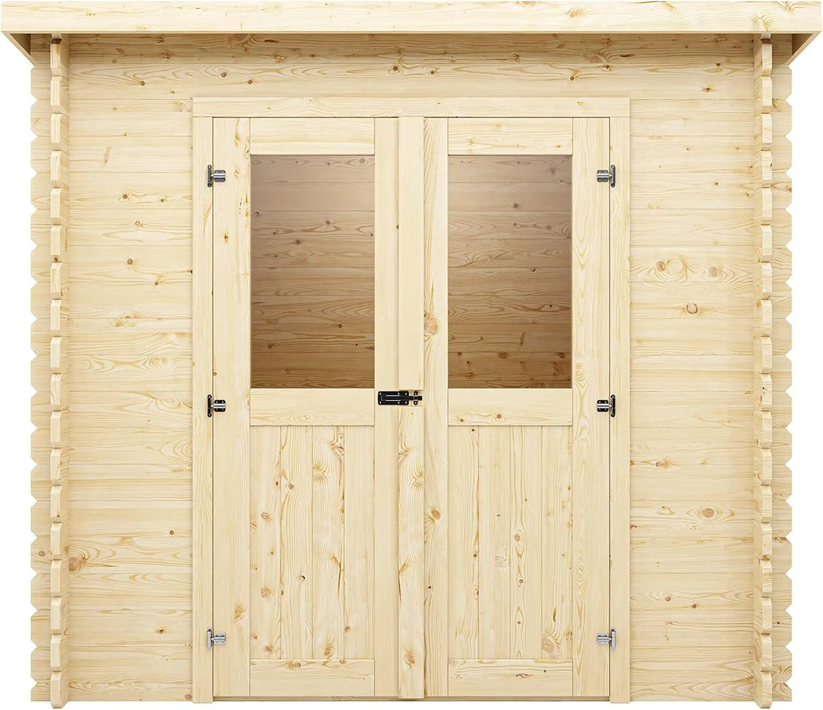 Gerätehaus Holz, Mini 1 B, Wandstärke 28 mm, BxTxH: 230 x 127,5 x 204,4 cm, Blockbohlenbauweise, Naturbelassen, Pultdach, Ohne Fußboden