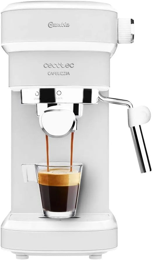 Cecotec Espressomaschine, Cafelizzia 790 Weiß. Schnelles Aufheizsystem, 20 Bar Druck, Automatikmodus für 1 und 2 Kaffees, schwenkbares Dampfrohr