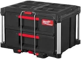 Milwaukee PACKOUT Koffer mit 2 Schubladen Metalverstärkungen verstellbare Fächer, in Schwarz