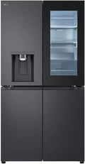 LG Modell GMG960EVJE, Multi-Door mit InstaView, Crushed Ice- und Wasserspender, Essence Black Steel, 635 L Kapazität, Eis, Fensteranschluss