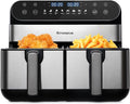Heißluftfritteuse, Doppelkammer XXL 2400 W, 8 Betriebsprogramme, Fassungsvermögen 10L, LED-Touchscreen, 2 Kammern, Dual Zone 10L