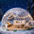 Gewächshaus, Gartenblasenzelt mit 2 Lichterketten, Party, Hochzeiten, 2.9 x 1.8m Gartenkuppel Igloo, Durchsichtiges Kuppelzelt für Hinterhof