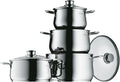 WMF Topfset, Diadem Plus Induktion 4-teilig, Kochtopf Set mit Glasdeckel, Cromargan Edelstahl poliert, Induktions Töpfe Set unbeschichtet