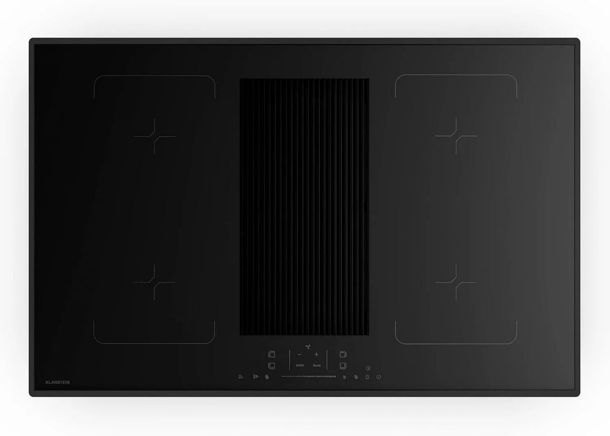 Klarstein Induktionskochfeld, Breite 80cm, 4 Flex-Zonen, Leistung 8400W Boost, Velaire Flex mit Dunstabzug, Touch-Slider, Timer, Kindersicherung