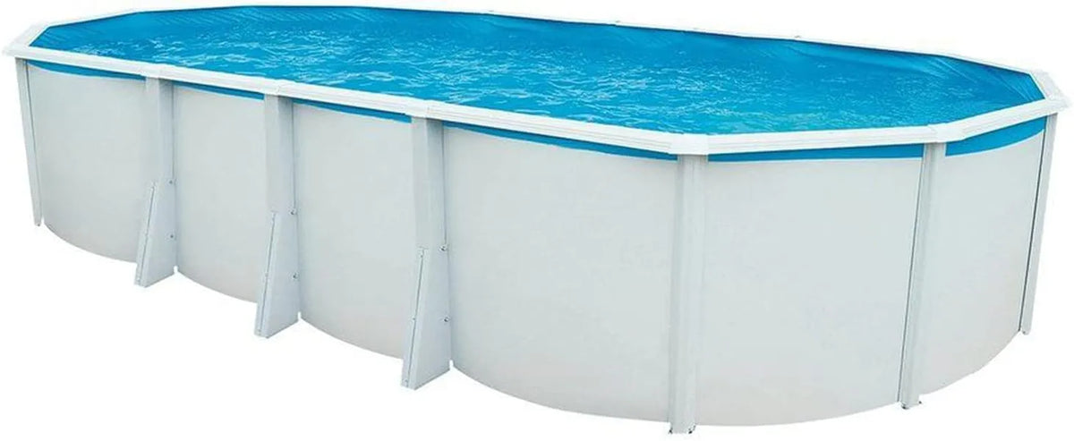 Pool 012620, Maße 550 x 366 x 132 cm, Ovaler in Weiß für bis zu 18.700 l Wasserinhalt, Steinbach Stahlwandpool Set Highline