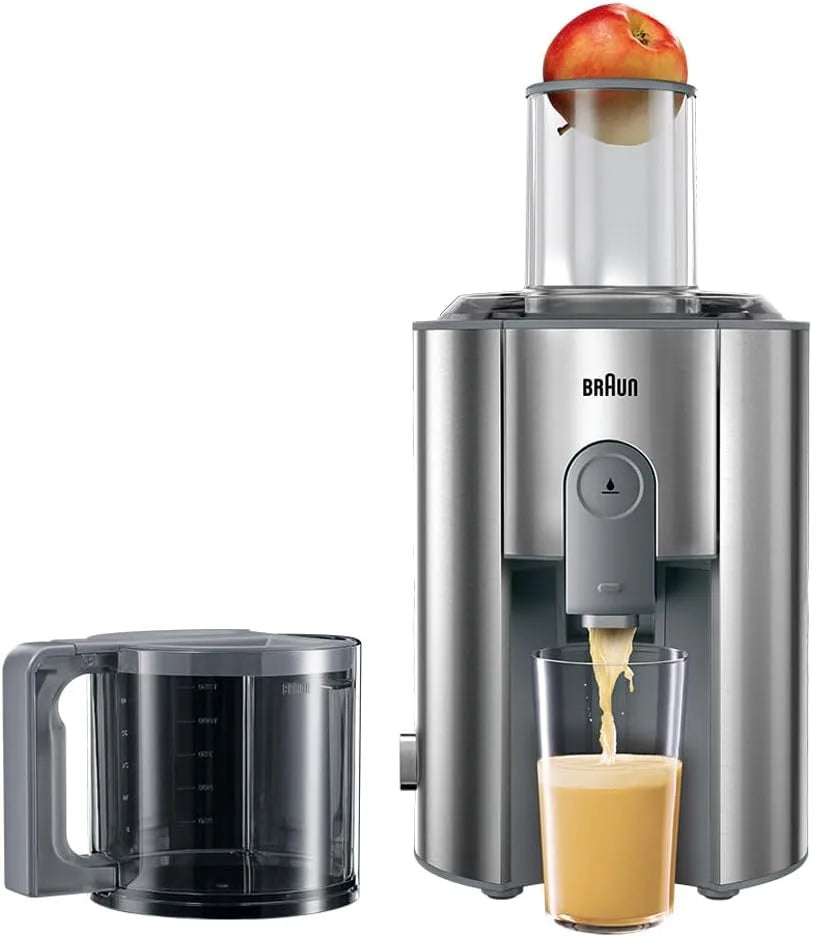 Braun Entsafter J700, De´Longhi Multiquick 7, 75 mm, Kraftvoller 1.000 Watt Motor, Hochleistungs -System, Großer Einfüllschacht, silber