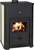 Kaminofen W24 EEK A: Wasserführender, Leistung 24,3 kW in Schwarz, PRITY WD D, Creme