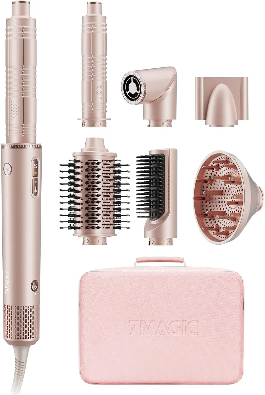 Modell 7 in 1 Airstyler 7MAGIC 110000, Leistung 1400W, Professioneller Hairstyler Set, Min, Rundbürstenföhn, Lockenstab Auto-Wrap, Glätteisen