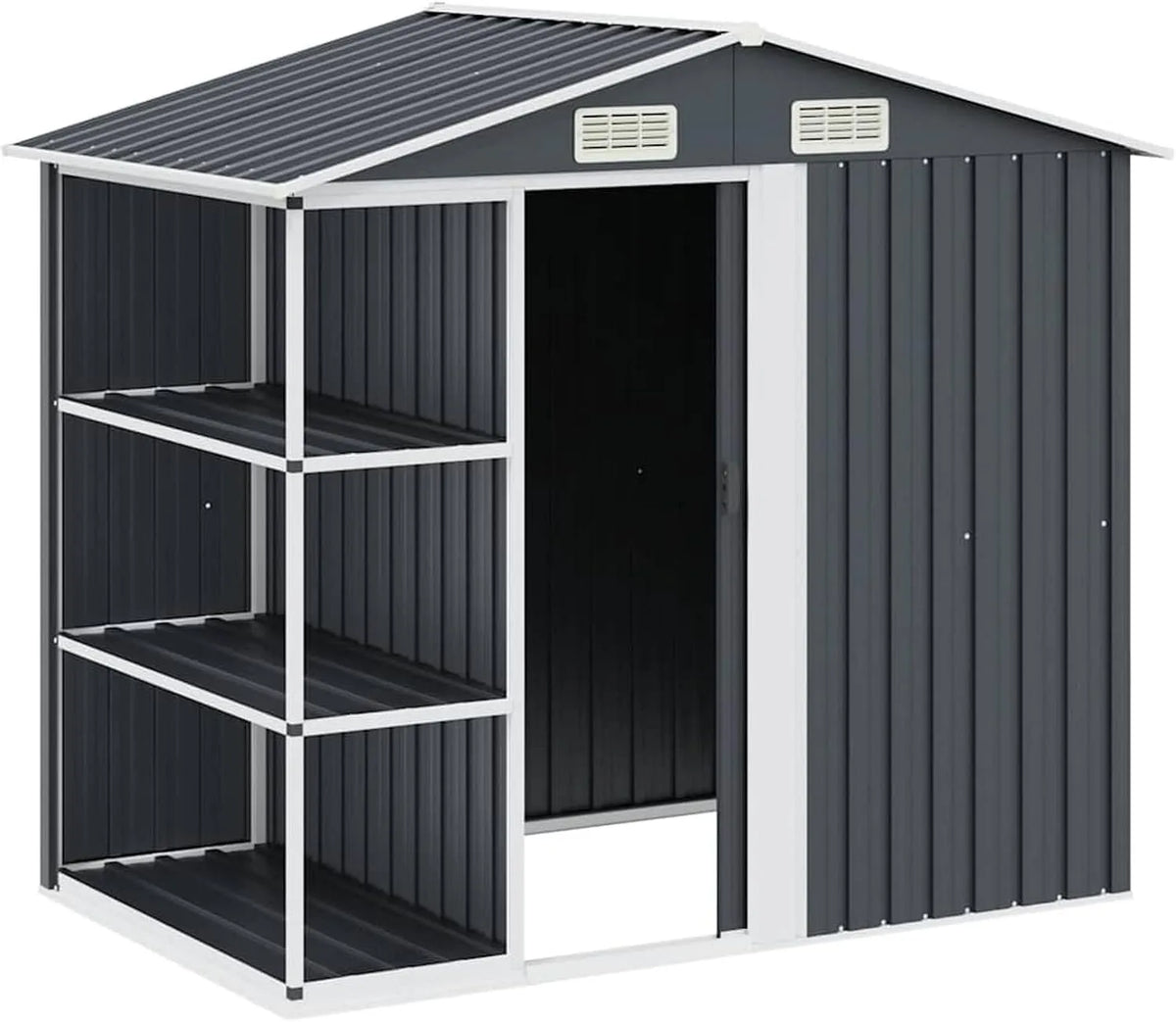 Gartenhaus 47106, Maße 205x130x183 cm, mit Gestell Anthrazit, Verzinktes Eisen, Kunststoff, Outdoor Storage, Geräteschuppen