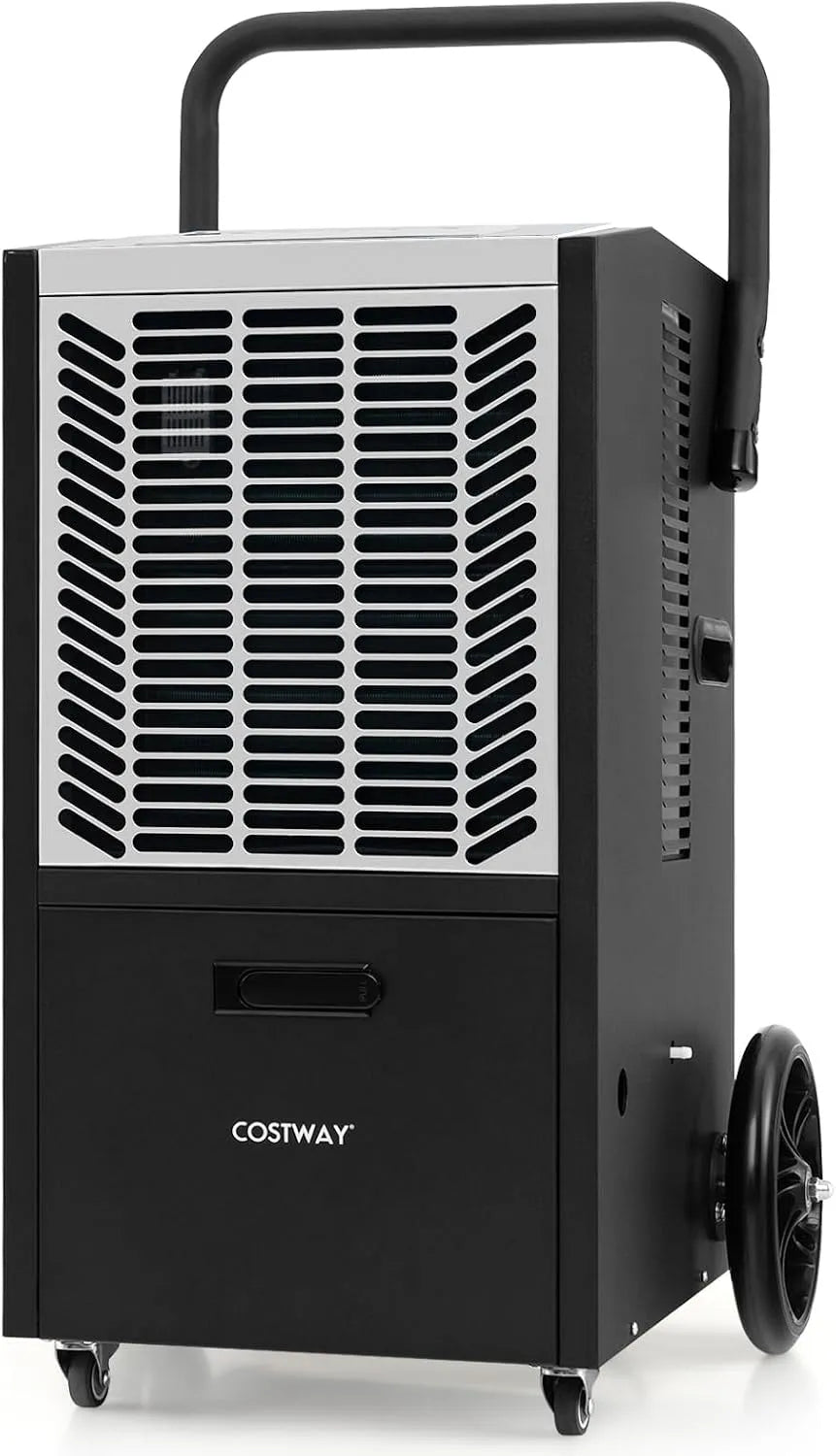 Costway Luftentfeuchter 24H, Bautrockner mit Pumpe & Ablaufschlauch, Lager, in Schwarz und weiß, 66 L/Tag, Baustelle