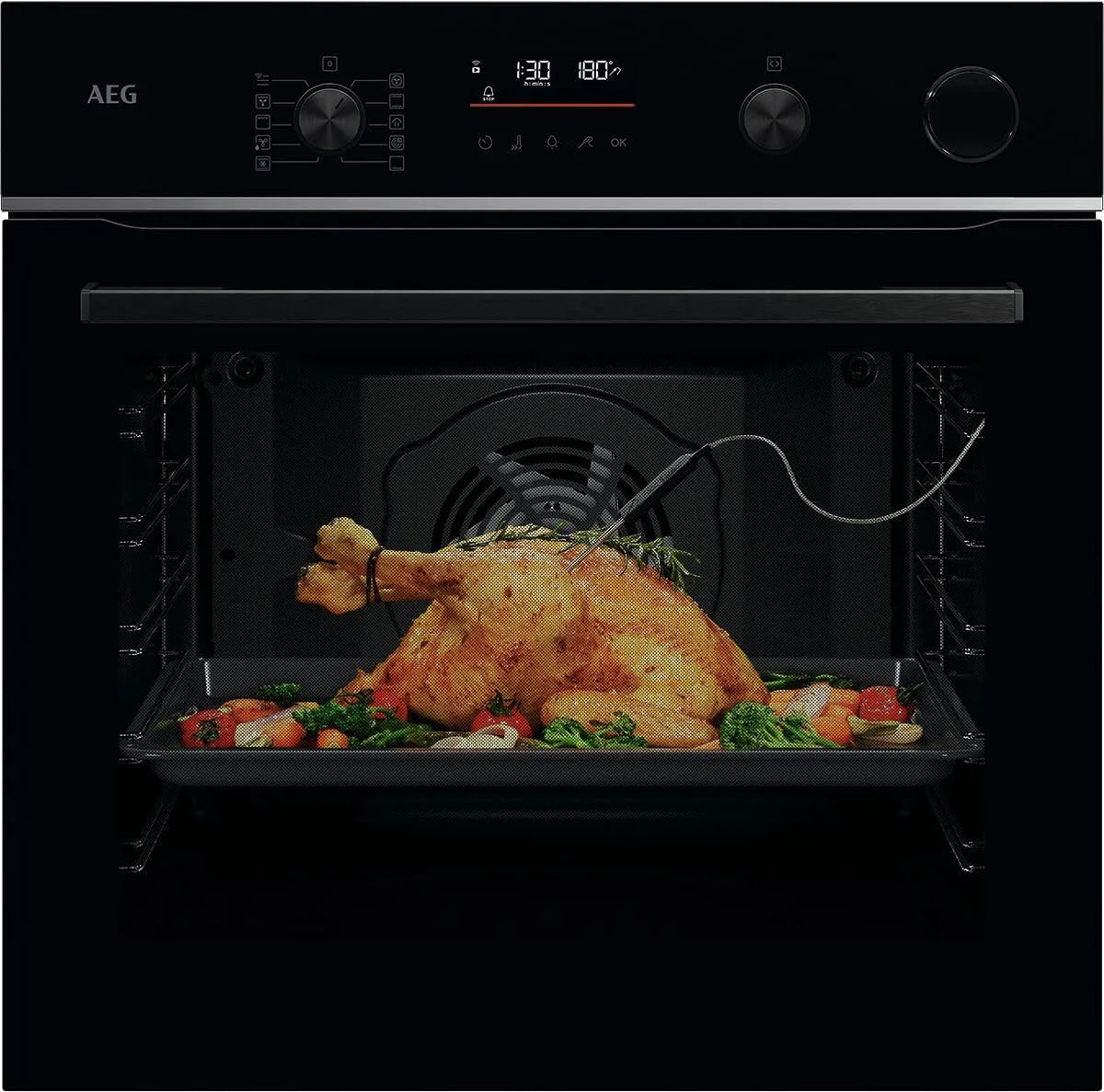 AEG Backofen TR6PB50WSB, Serie 6 LED-Touchdisplay, 25% Dampfunterstützung: Außen Knusprig & Innen Saftig, Wifi Einbaubackofen