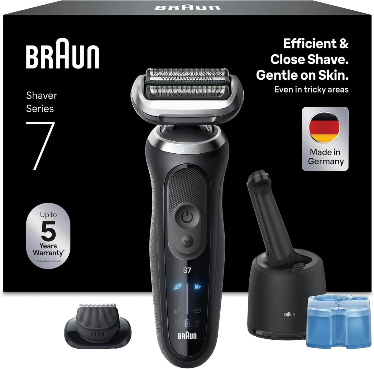 Braun Modell 4in1 N7200cce, Series 7 Rasierer Herren Elektrisch, 60 Min. Akku, Elektrorasierer, Rasierapparat, Reinigungsstation, Wasserdicht