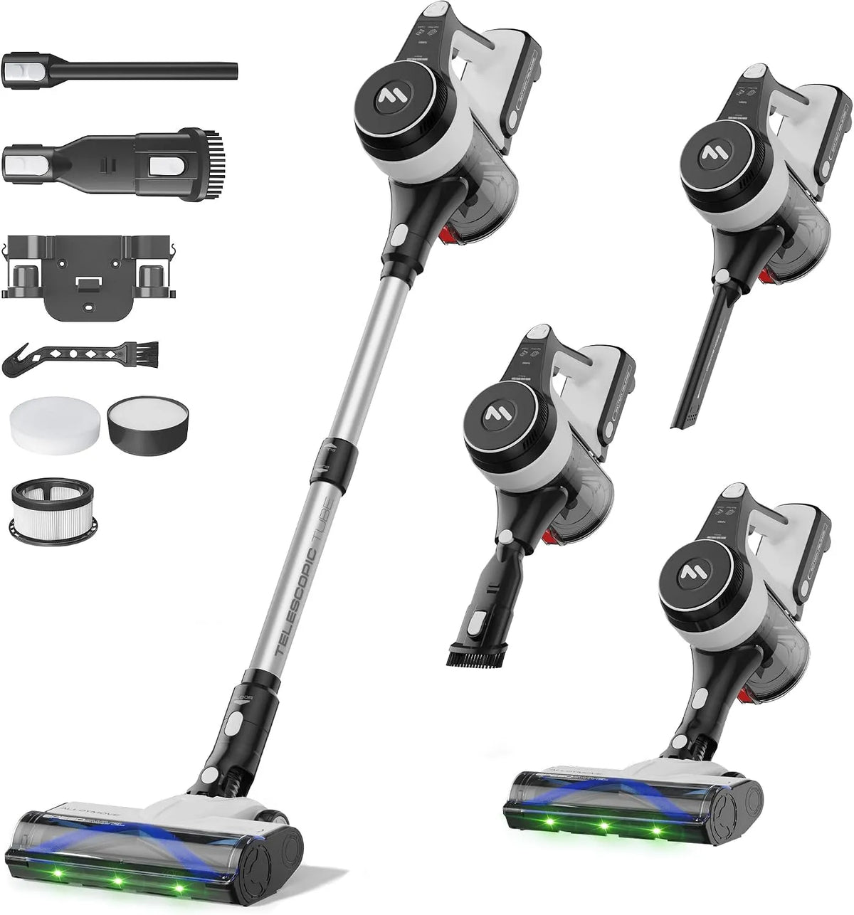 Staubsauger 7-Schicht-Filtersystem A01 AlloyMove Akku, Leistung 550W, Fassungsvermögen 1.5L Kabellos mit Anti-Tangle-Bürste und Wandladestation, Auto