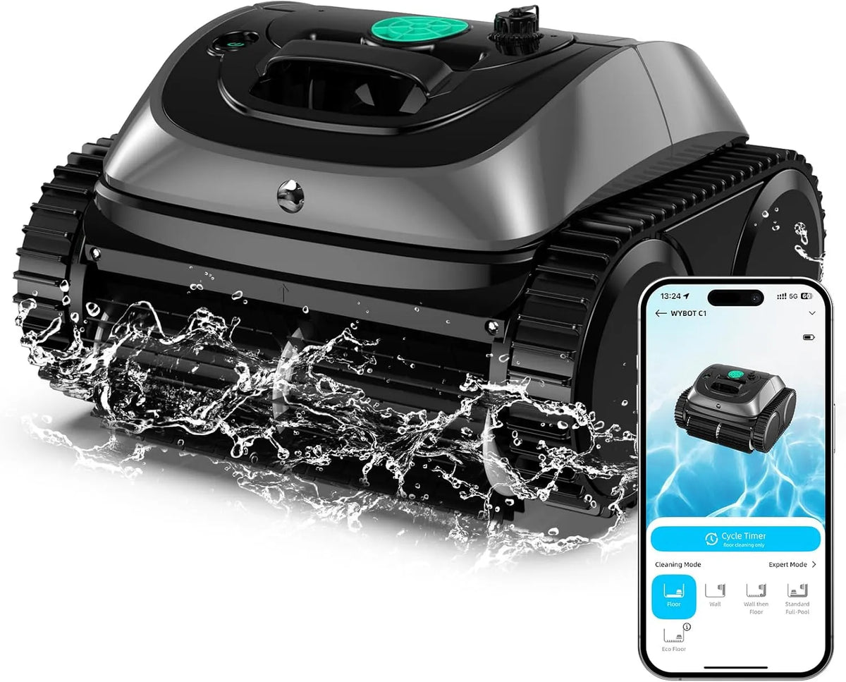 Pool, powerful triple motor runs for 150 minutes, fully automatic cleaner floor, and wall cleaning, 150 ㎡-Farbe Grau, waterline