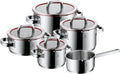 WMF Topfset, Cromargan Edelstahl poliert, Function 4 Induktion 5-teilig, Glasdeckel mit 4 Abgießfunktionen, Innenskalierung, Induktions Töpfe Set