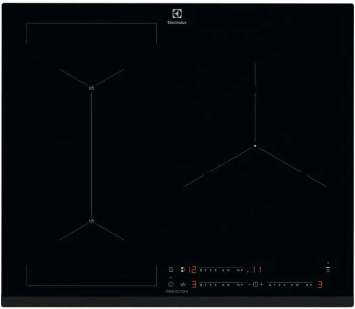 Electrolux Induktionskochfeld EIS62341, Anschluss mit kompatibler Dunstabzugshaube, Brückenfunktion, Timer, abgeschrägt, in Schwarz, Breite 60 cm