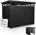 Gerätehaus Juskys, Luzern L, 7,8 m², wetterfest & abschließbar, Metall Geräteschuppen mit Türen & Fenstern, Fahrradgarage, Gartenhaus, Anthrazit