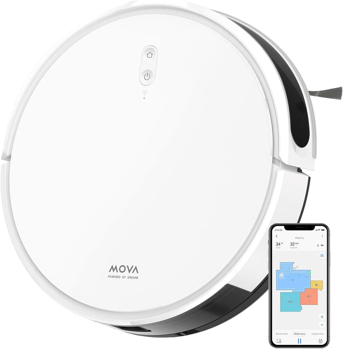 Modell Mova M1 Saug- und Wischroboter 2-in-1-Gerät, Starke Saugleistung von 4.500 Pa, kompaktes Gehäuse, Solid-Fixed, SOF, Mapping, saugt und wischt