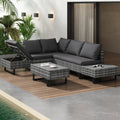 Tisch, Lounge Möbel Outdoor, und Auflagen, Balkonmöbel Set, Farbe Grau, Mrwoo Rattan Gartenmöbel Set, Lounge mit Ecksofa, Terrassenmöbel