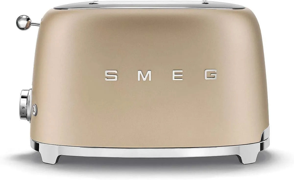 Smeg Toaster TSF01CHMEU, Maße 2x2, 2 Schlitze für 2 Scheiben, 6 Vergoldungsniveaus, Leistung 950W, Abtau- und Bagel- Funktion, Heizfunktion
