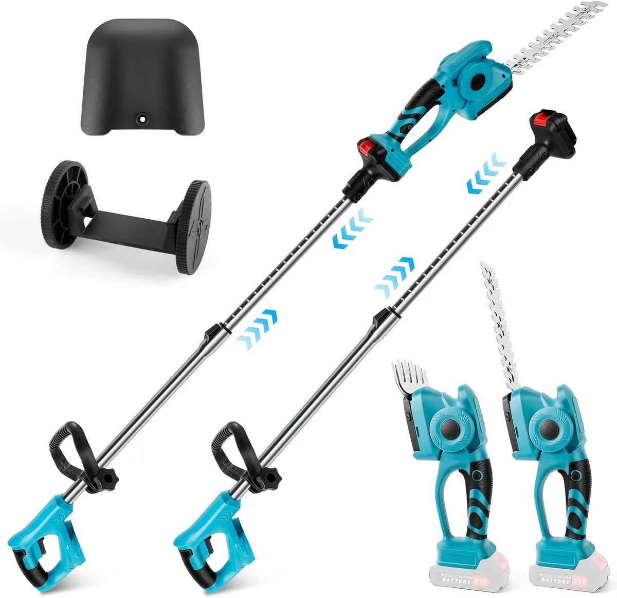 Makita Heckenschere, 90°abwinkelbarer Kopf für Strauch und Heckenschnitt, 3 in 1 Akku Teleskop kompatibel mit 18V, ohne Akku