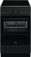 AEG Kochfeld CCB54492BB, Breite 50cm, 1 Paar Teleskopschienen, Standherd mit Glaskeramik, Bräterzone, Mehrkreiskochzone, Versenkknebel, Grillfunktion